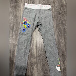 Nike Gray Leggings with Colorful Floral Design